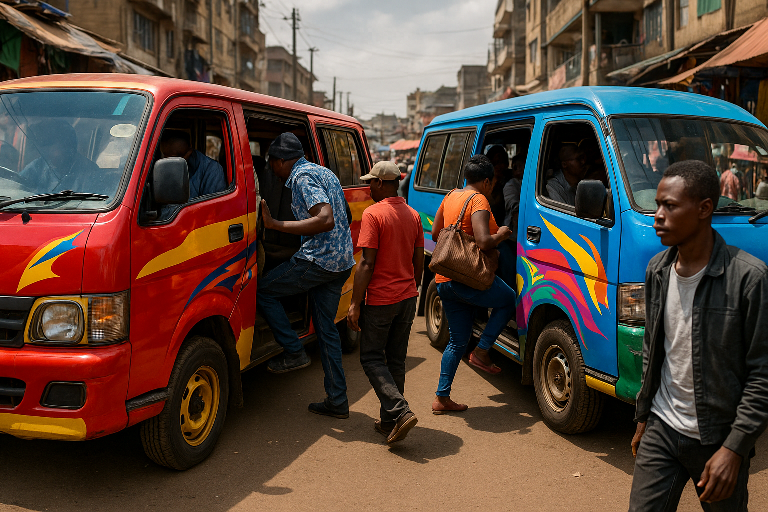 Minibus matatus transport informel en Afrique de l'Est